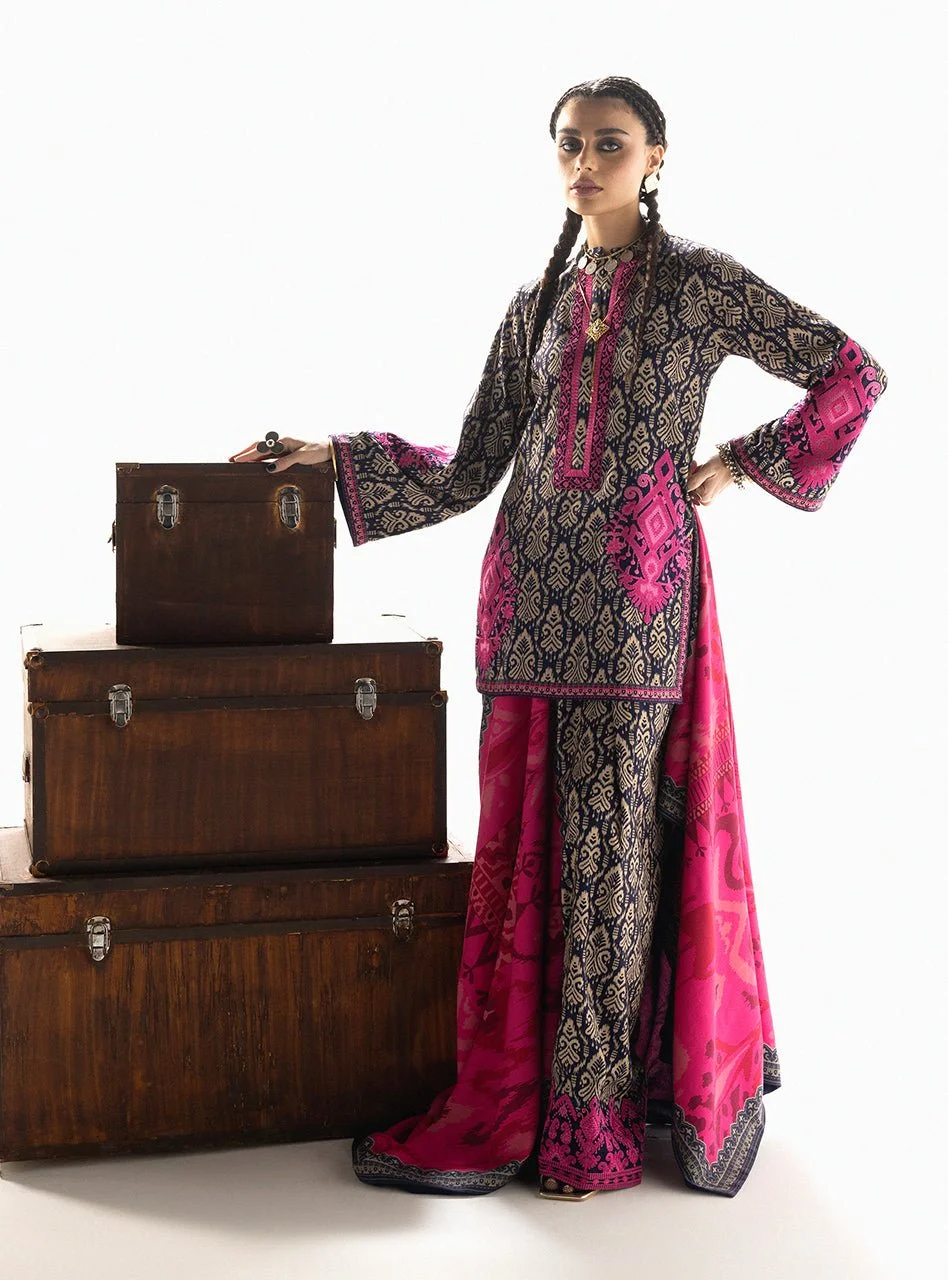 Pakistani Embroidered Marina Twill 3Pc Suit - Kesia - D8 - Zai-92 | Latest Pakistani Salwar Kameez Punjabi Suit Designer Wear.