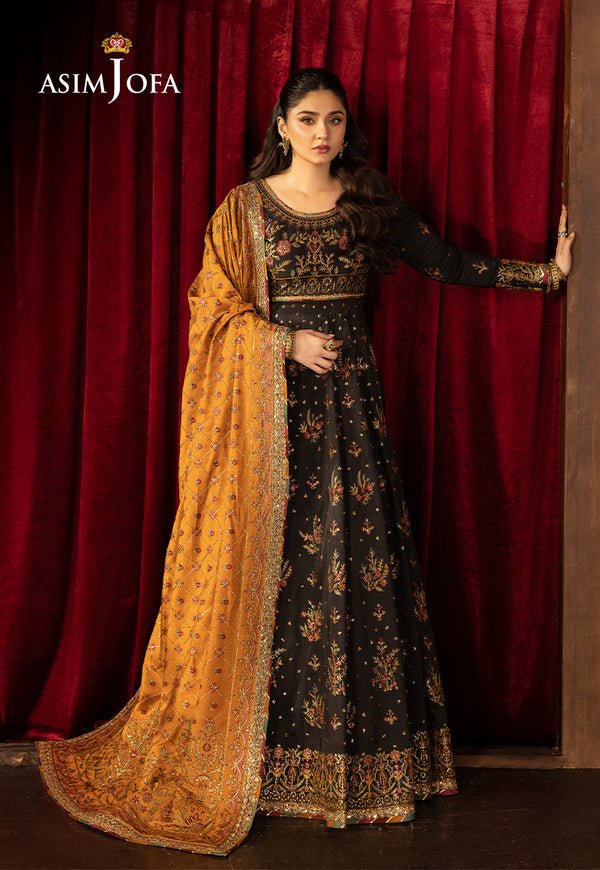 Pakistani AJLFF-19 Embroidered Silk 3 Pcs Unstitched Suit | Latest Pakistani Salwar Kameez Designer Wear.