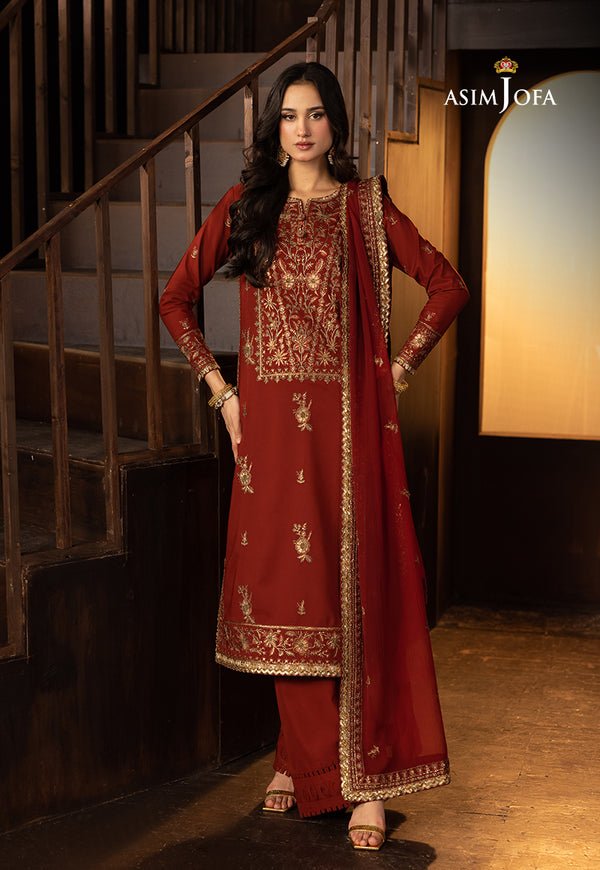 Pakistani Embroidered Chiffon 3 Pcs Unstitched Suit AJLLF-19 | Latest Pakistani Salwar Kameez Designer Wear.