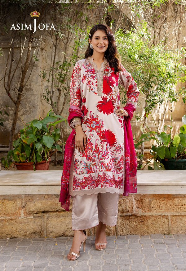 Pakistani Ajpb-201 Printed Charmeuse Silk Stitched 3 Piece | Latest Pakistani Salwar Kameez Designer Wear.