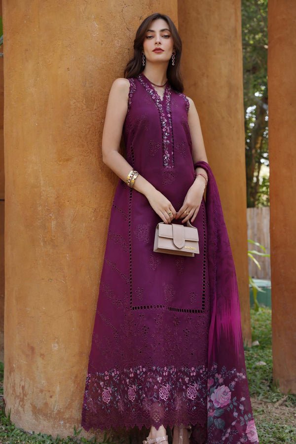 Pakistani Embroidered Lawn 3pc Suit D2-A Unstitched | Latest Pakistani Design Salwar Kameez Punjabi Suit Designer Wear.
