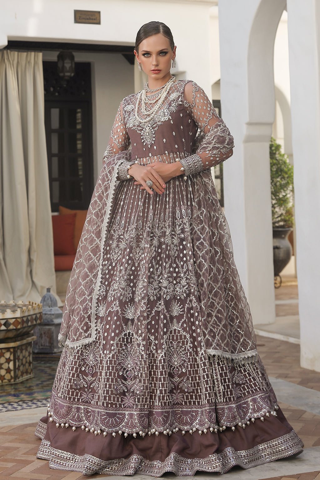 Pakistani Embroidered Net Unstitched 3-piece Suit Blossom_AJR-30 | Latest Pakistani Punjabi Suits Salwar Kameez Designer Wear
