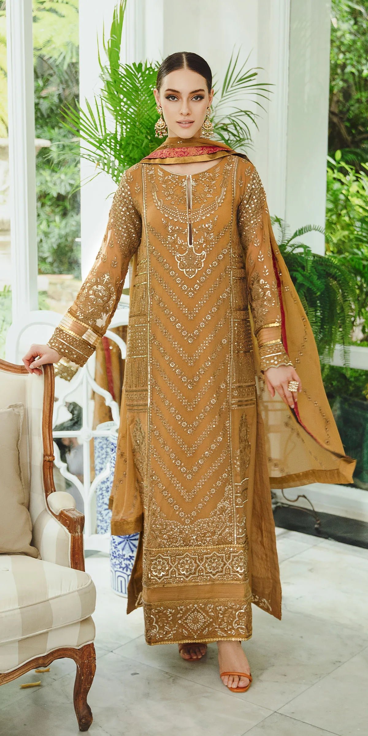 Pakistani Embroidered Chiffon Suit Unstitched 3 Piece MAHIN (SW23-508)-Fre-24 Formals Collection | Latest Punjabi Salwar Kameez Designer Wear