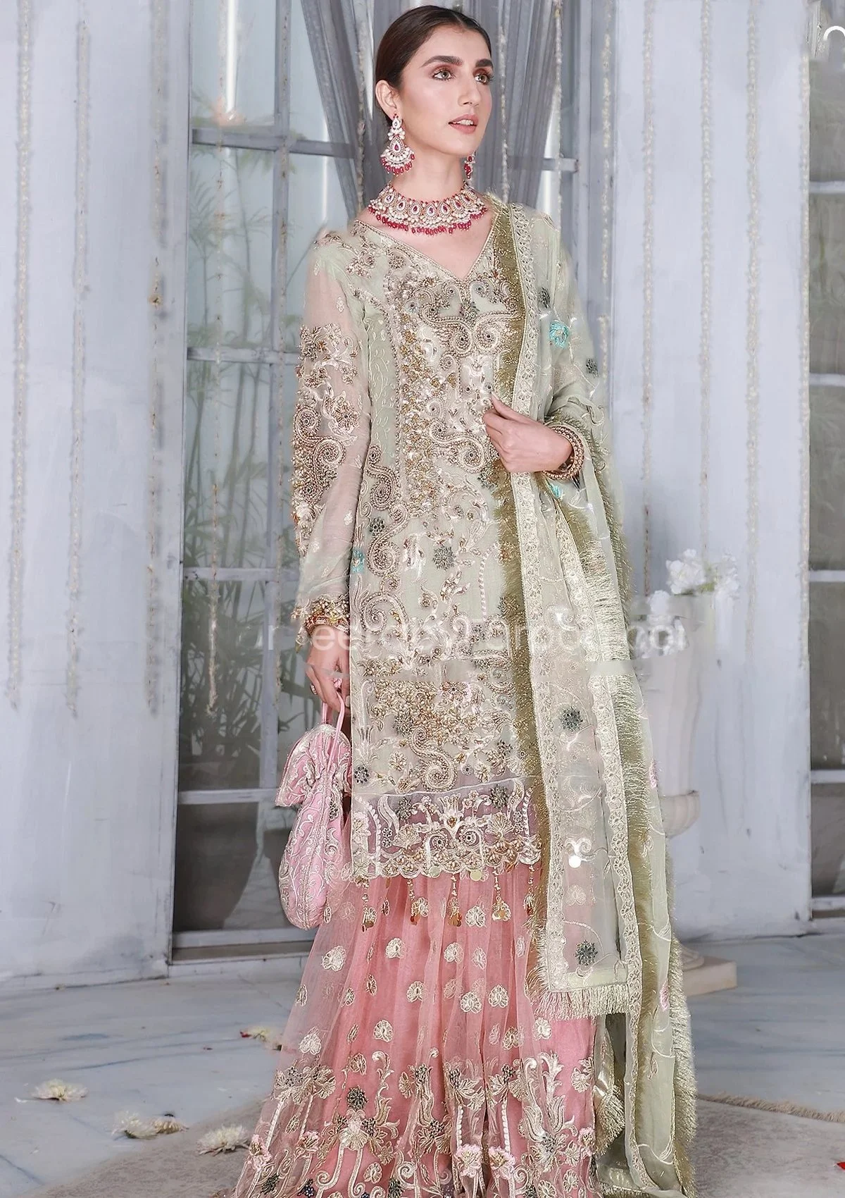 Pakistani Latest Sharara Kameez Suit Party Wear Online-Nm-231 || Luxury Designer Wear Pakistani Salwar Kameez.
