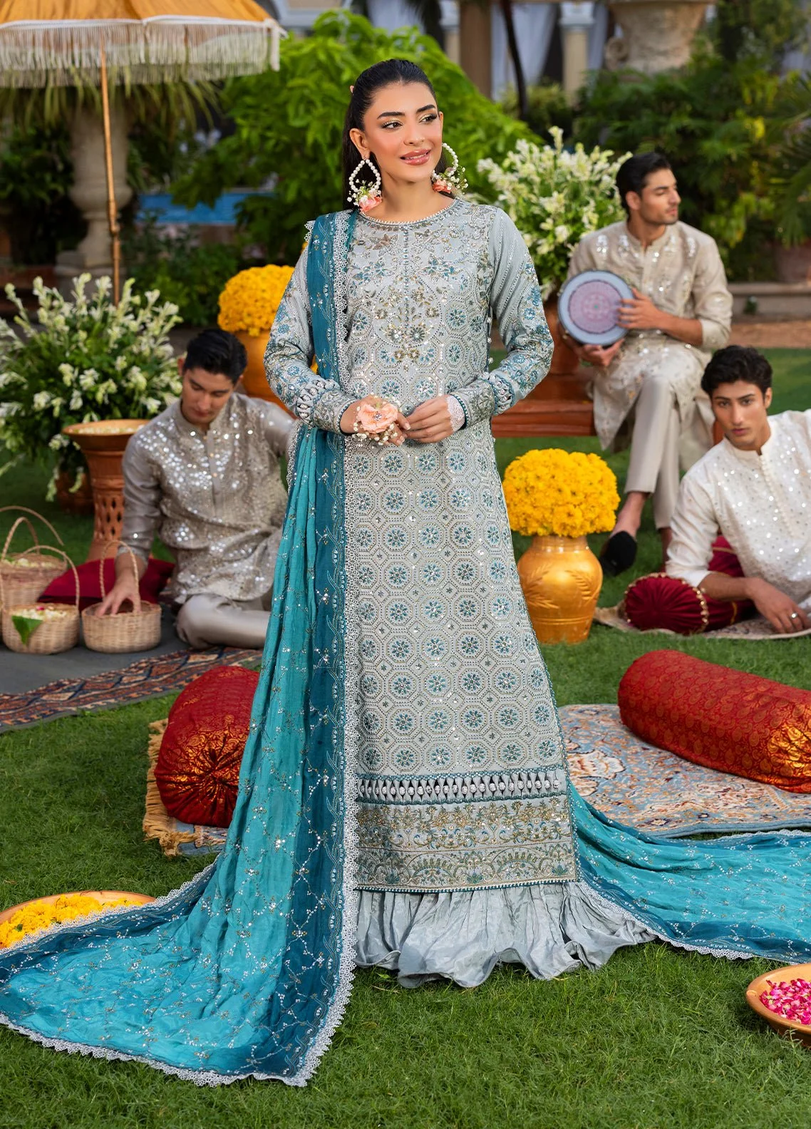 Pakistani Embroidered Raw Silk 3 Piece CT 29003 Glow of Eternity - Haye Dil Sg-03 | Latest Pakistani Salwar Kameez Design | Punjabi Suit Designer Wear