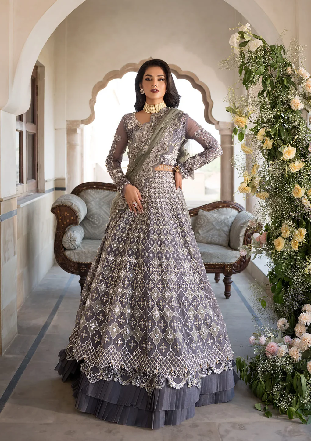 Pakistani Embroidered Net Suit Unstitched 3 Piece EFH-02 NAZNEEN-AF-19- Formal Collection | Latest Pakistani Punjabi Suits Salwar Suits Designers Wear