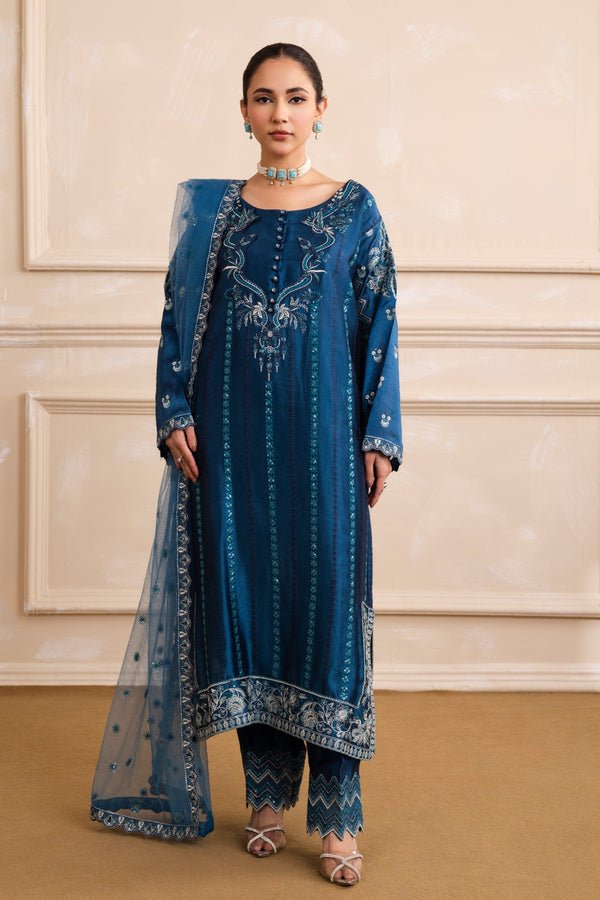 Pakistani Embroidered 3Pc Organza Formal Suit Unstitched LAMIS - MW40038- Ria-30 | Latest Pakistani Punjabi Suits Designer Wear