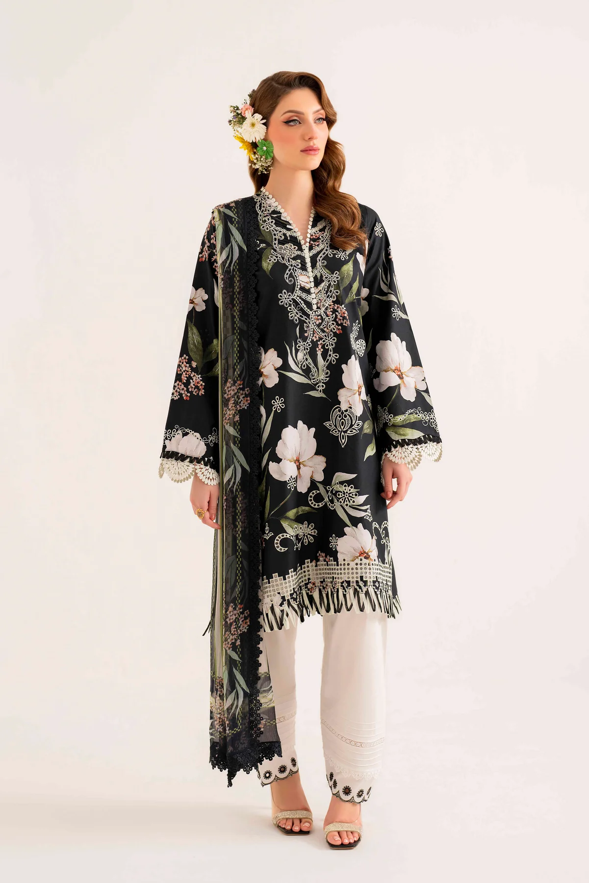 Pakistani Embroidered Suit Unstitched 3 Piece SAL-03-24 - Luxury Collection | Latest Pakistani Design Salwar Kameez Punjabi Suit Designer Wear.