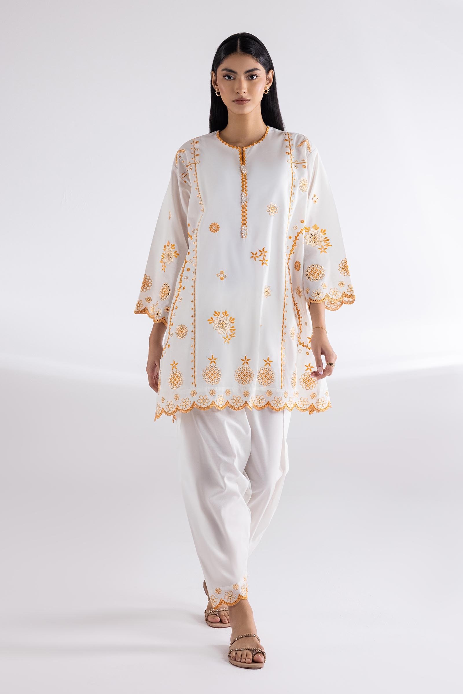 Pakistani Stitched Lawn Embroidered Shirt + Shalwar Suit -San-102 - Luxury Collection | Latest Pakistani Design Salwar Kameez Punjabi Suits Designers Wear.