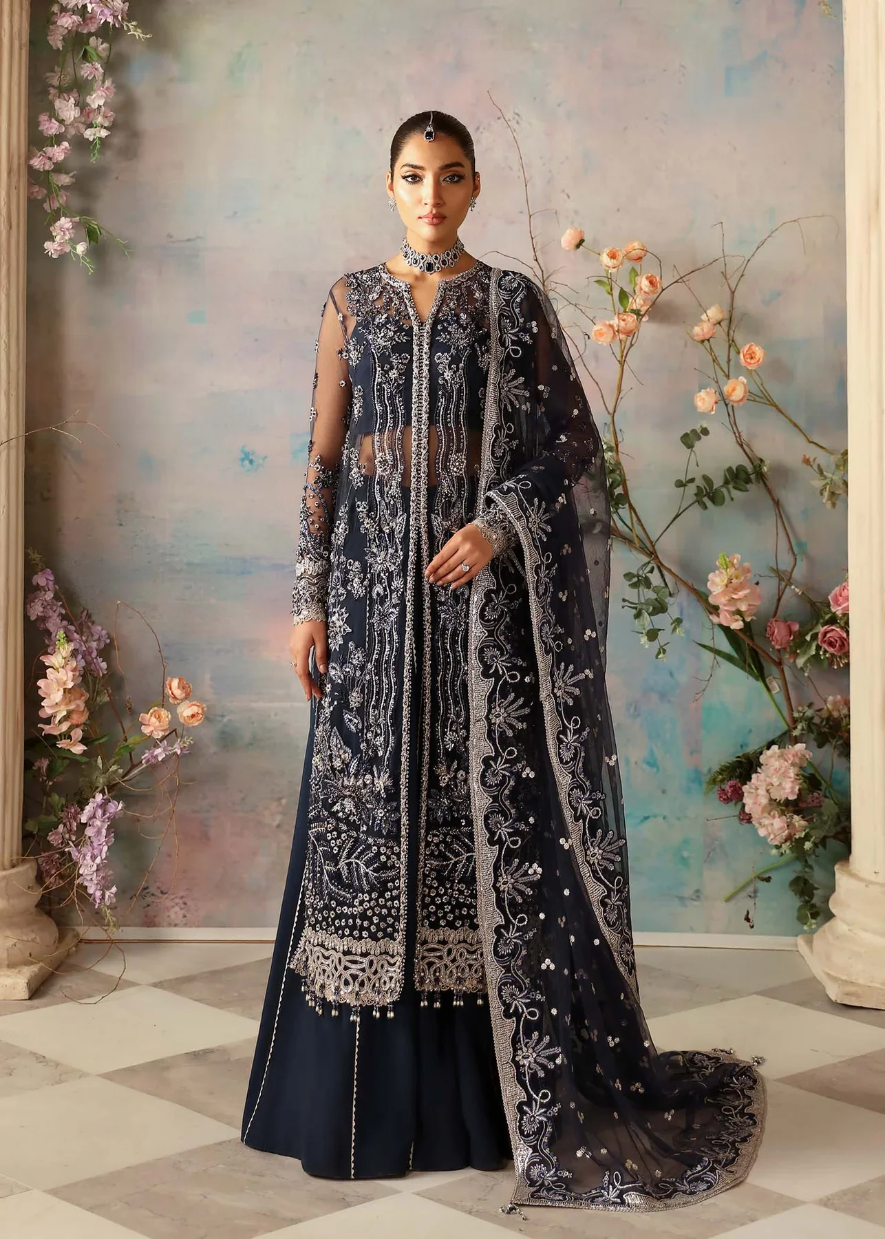 Pakistani Embroidered Net Suit Azur - Akb-975 | Latest Punjabi Suit Designer Wear | Pakistani Salwar Kameez.