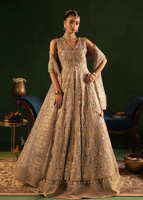 Pakistani Embroidered 3 Piece Suit SEREIA - WC-2-09 - GREY - | Latest Pakistani Punjabi Suit Salwar Kameez Designer Wear.