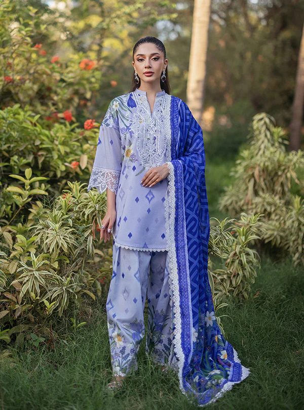 Pakistani Embroidered Lawn Unstitched 3Pc Suit ZAI 06 | Latest Pakistani Salwar Kameez Punjabi Suit Designer Wear