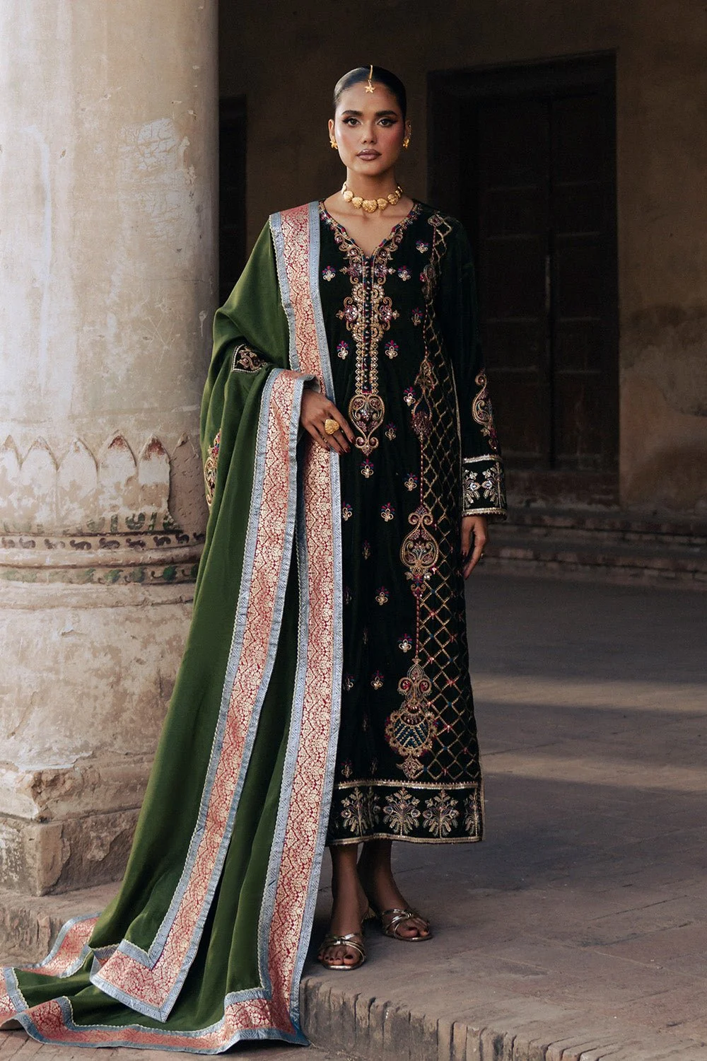 Pakistani  Velvet 3 piece Suit Stitched AURÉLIE - MWS5886 - Ria-93 | Latest Pakistani Punjabi Suits Designer Wear