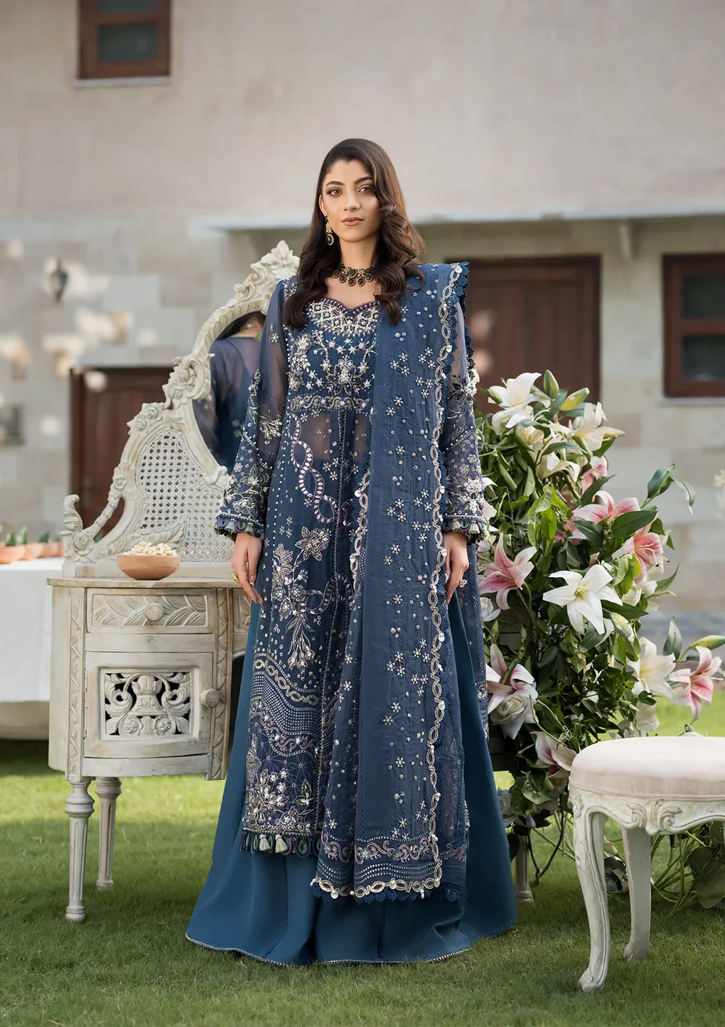 Pakistani Embroidered Net Suit Unstitched 3 Piece EFH-04 FALAK-Af-15 - Formal Collection | Latest Pakistani Punjabi Suits Salwar Suits Designers Wear