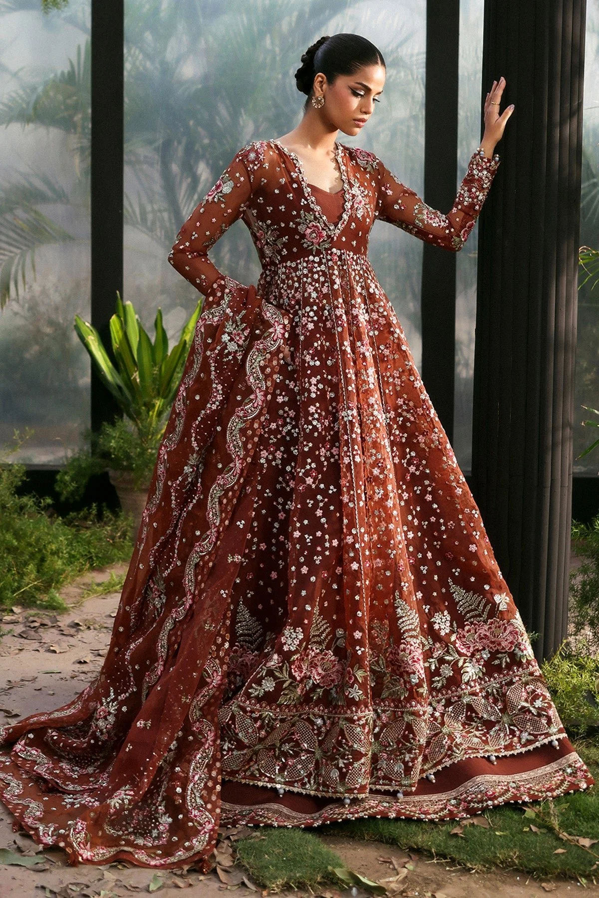 Pakistani Embroidered Organza Suit Stitched Shale-Zeh-125 | Latest Pakistani Punjabi Suits Salwar Kameez Designer Wear.
