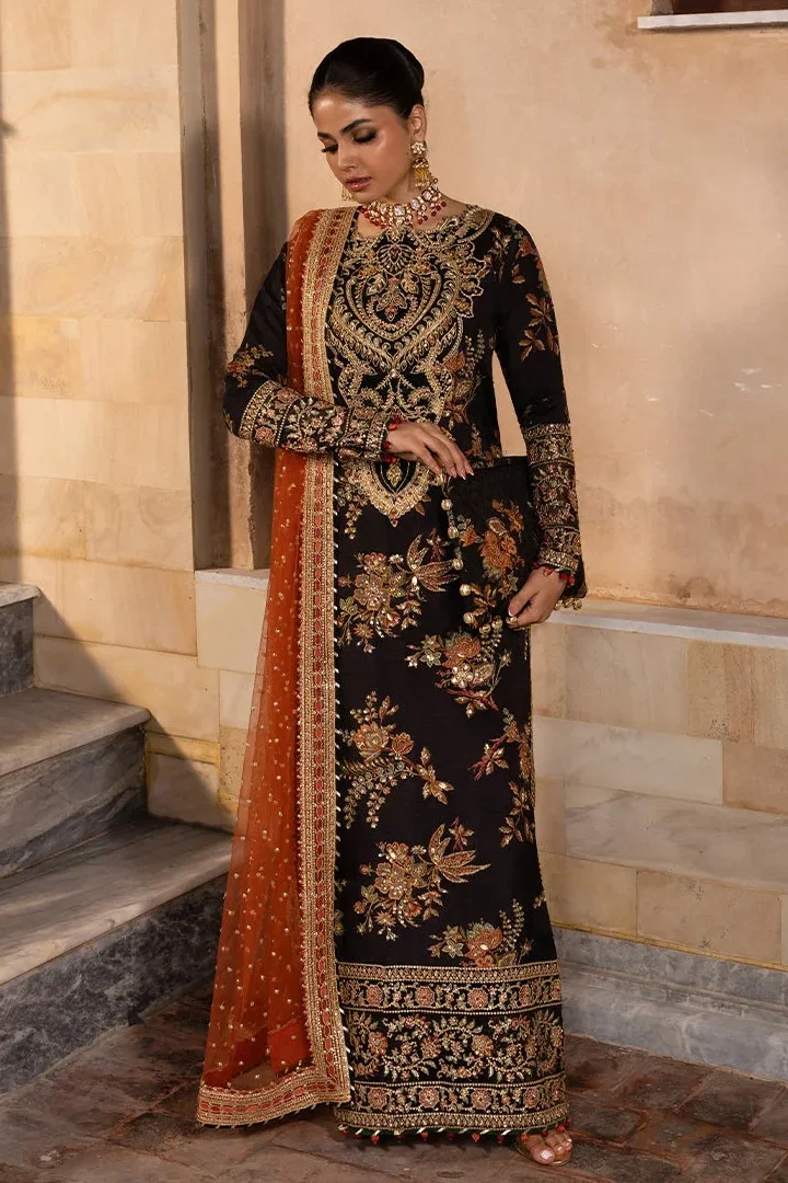 Pakistani et Black Formal Collection Raw Silk Replica-She-06 || Latest Pakistani Salwar Kameez & Punjabi Suit Designer Wear.