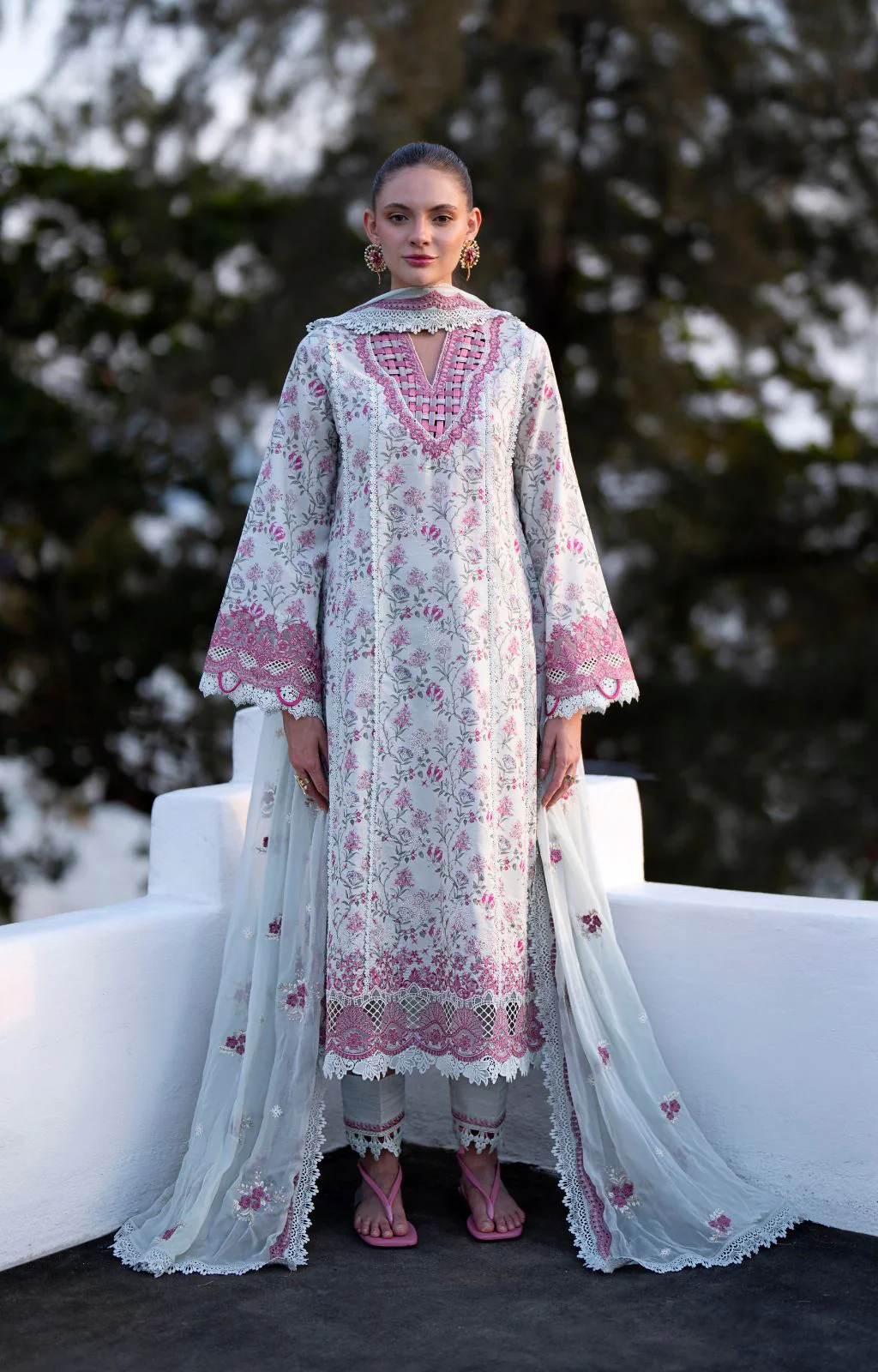 Pakistani Embroidered Unstitched 3-piece Suit Blush | Latest Pakistani Punjabi Suits Salwar Kameez Designer Wear.