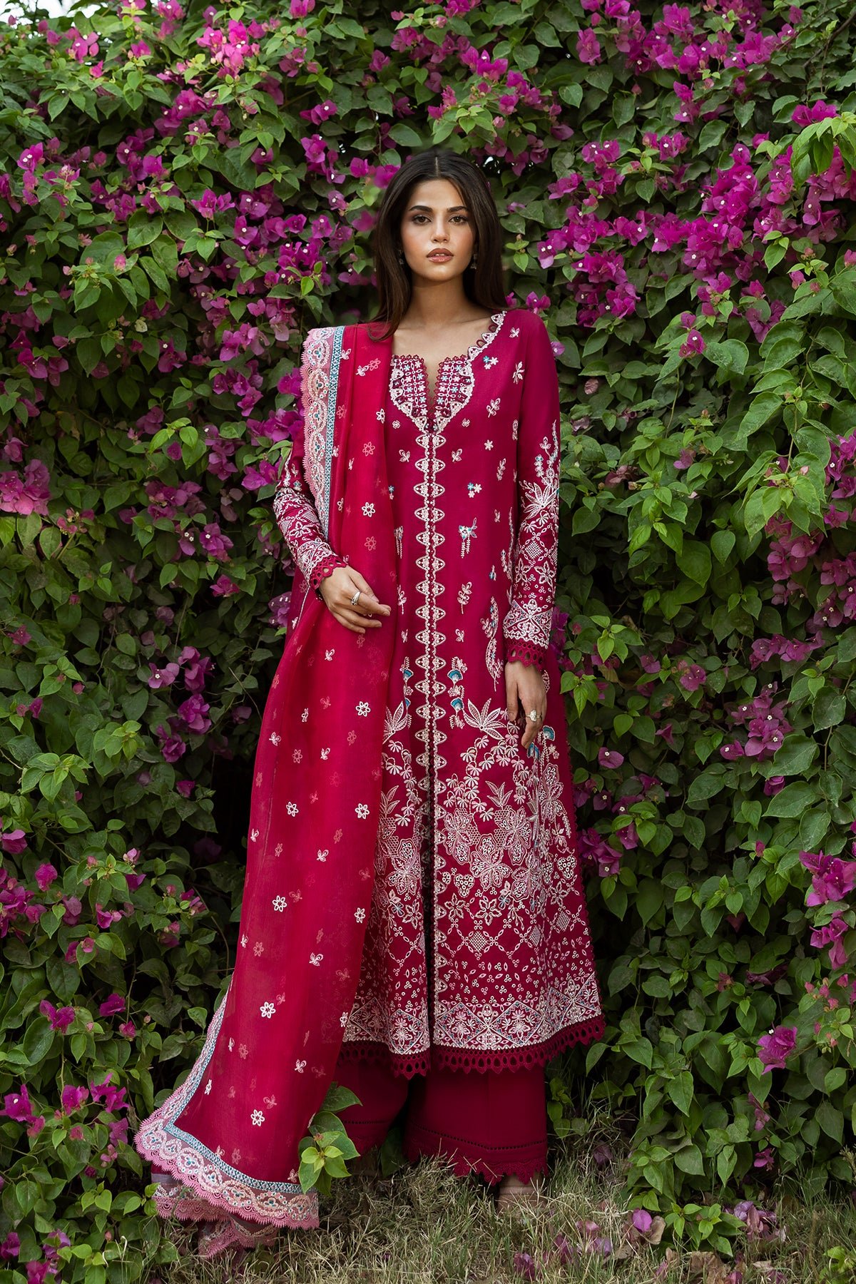 Pakistani Embroidered Lawn Suit Unstitched Humnasheen Zeh-107 | Latest Pakistani Punjabi Suits Salwar Kameez Designer Wear.