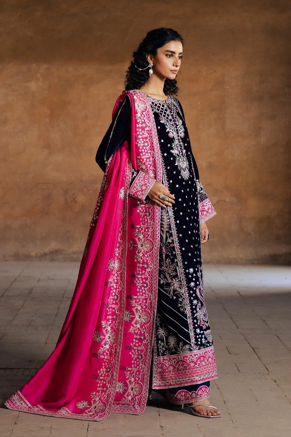 Pakistani Micro Velvet 3 piece Suit Stitched FÉLICITÉ - MWS5890 - Ria-96 | Latest Pakistani Punjabi Suits Designer Wear