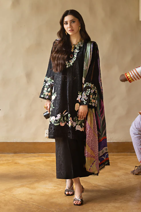 Pakistani Embroidered Lawn Unstitched 3 Piece Suit - Dazzling Glimmer - Luxury Collection | Latest Pakistani Salwar Kameez Punjabi Suit Designer Wear.