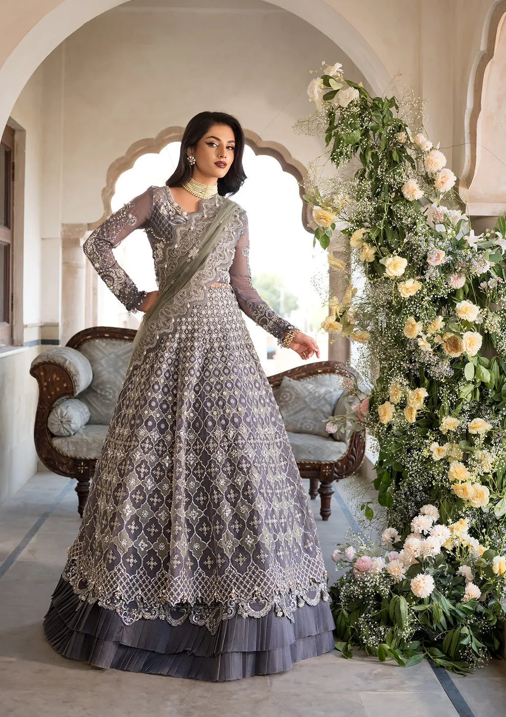 Pakistani Embroidered Net Suit Unstitched 3 Piece EFH-02 NAZNEEN-AF-19- Formal Collection | Latest Pakistani Punjabi Suits Salwar Suits Designers Wear