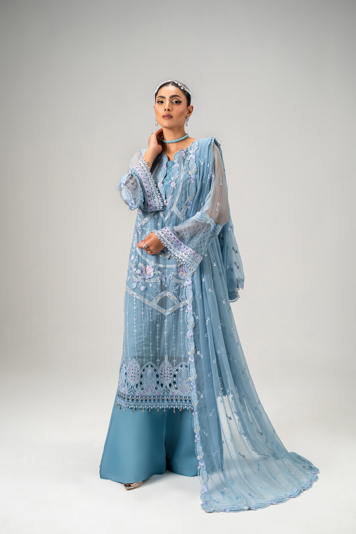 Pakistani Embroidered Suits Unstitched Chiffon 3 Piece - AR-04 | AURA | Latest Pakistani Punjabi Suits Salwar Kameez Designer Wear.