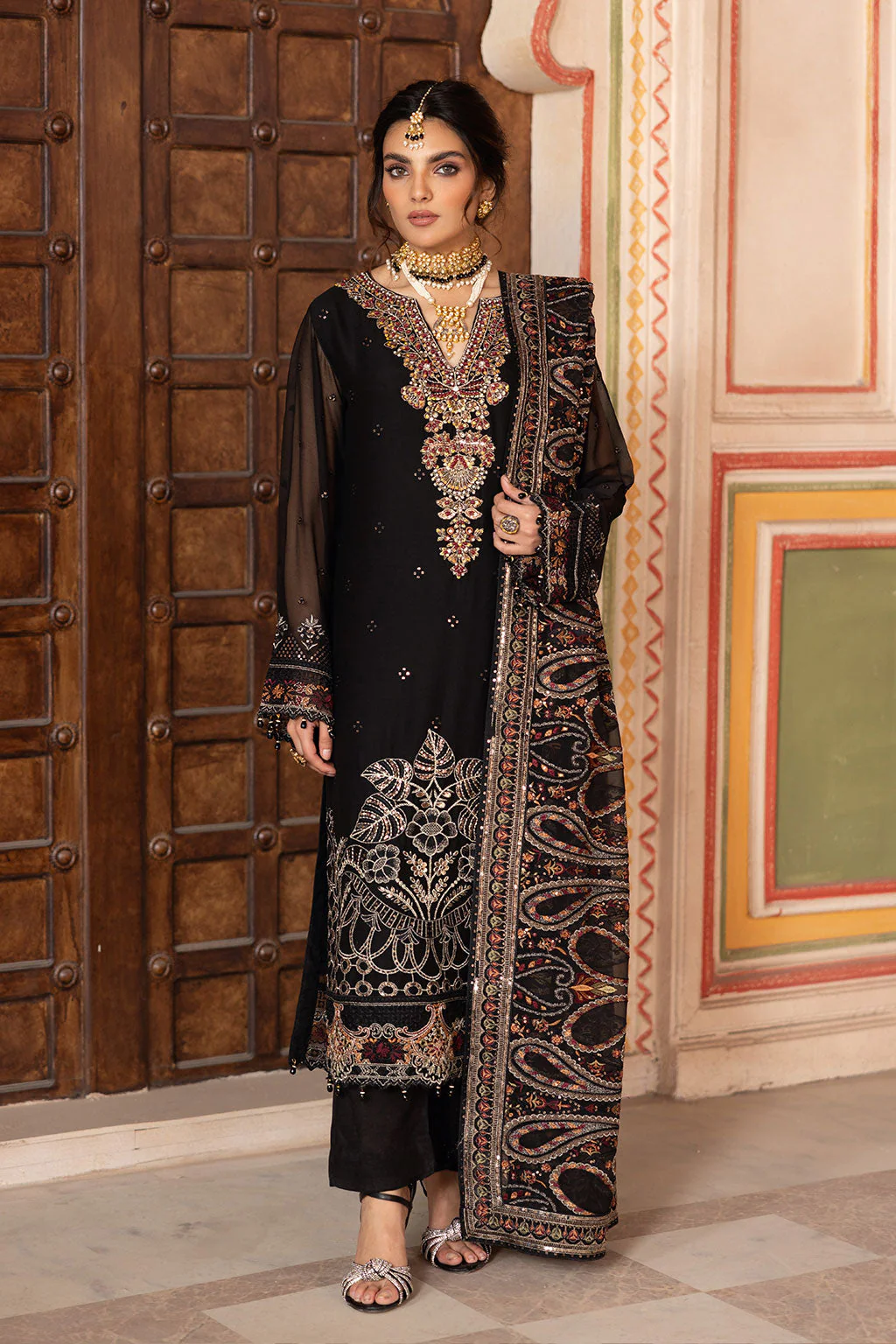 Pakistani Embroidered Chiffon Unstitched 3 Piece T-304 | Latest Pakistani Salwar Kameez Punjabi Suit Designer Wear.