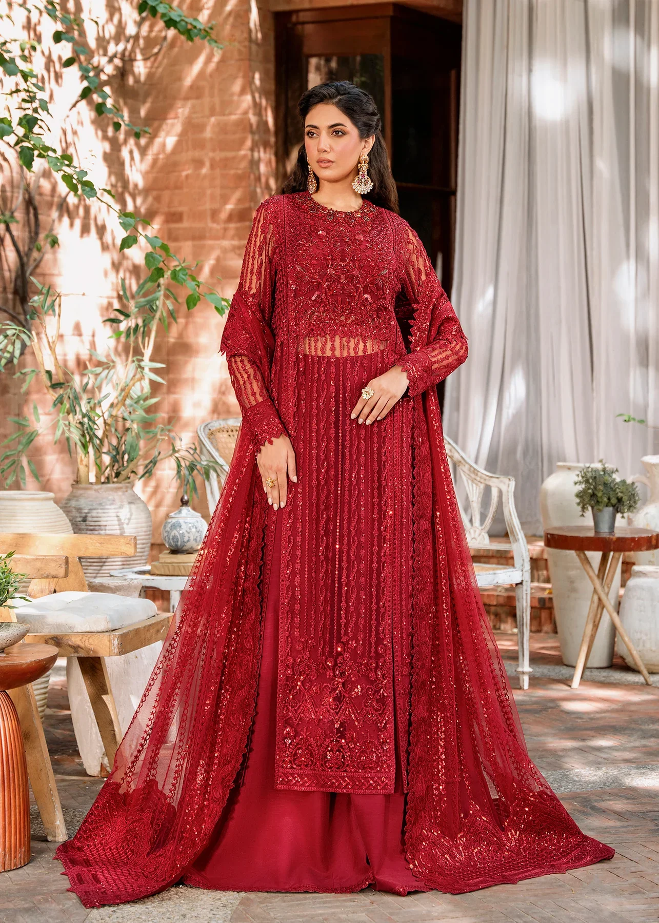 Pakistani Embroidered Net Suit Gul Mohr - Akb-975 | Latest Punjabi Suit Designer Wear | Pakistani Salwar Kameez.