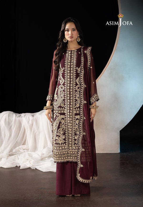 Pakistani Embroidered Chiffon 3 Pcs Unstitched Suit AJLLF-19 | Latest Pakistani Salwar Kameez Designer Wear.