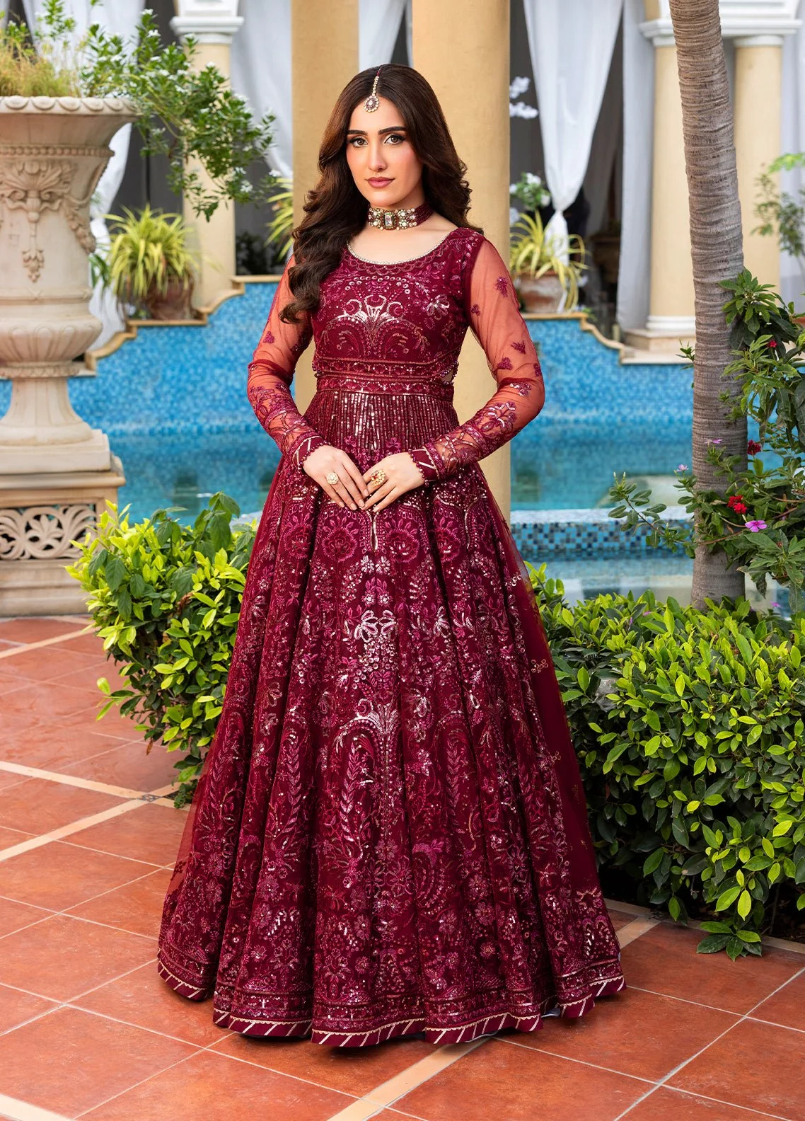 Pakistani Embroidered Net 3 Piece CT 29009 Crimson HeartBeat-Haye Dil Sg-09 | Latest Pakistani Salwar Kameez Design | Punjabi Suit Designer Wear