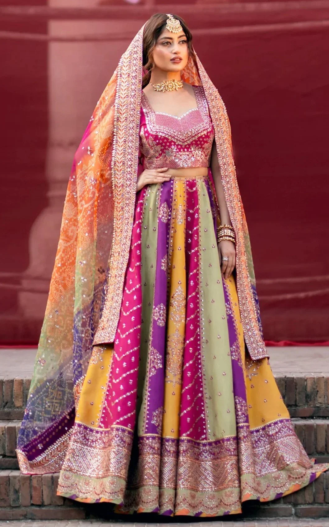 Pakistani Bin Ilyas – D607 Luxury Embroidered Silk Wedding Dress – Wedding & Walima Pakistani Salwar Kameez.