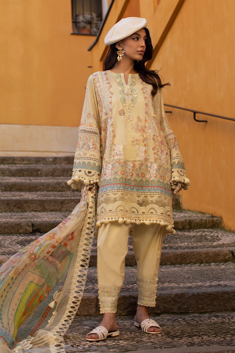 Pakistani Lawn 3 Piece Unstitched Suit Mangosteen_Ajs-09 | Latest Pakistani Design Salwar Kameez Punjabi Suit Designer Wear