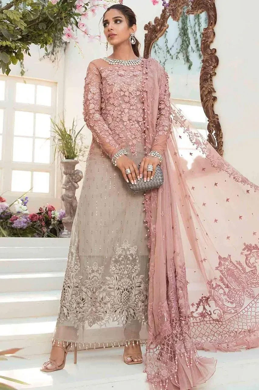 Pakistani Luxury Embroidered Chiffon Dress Pak-02