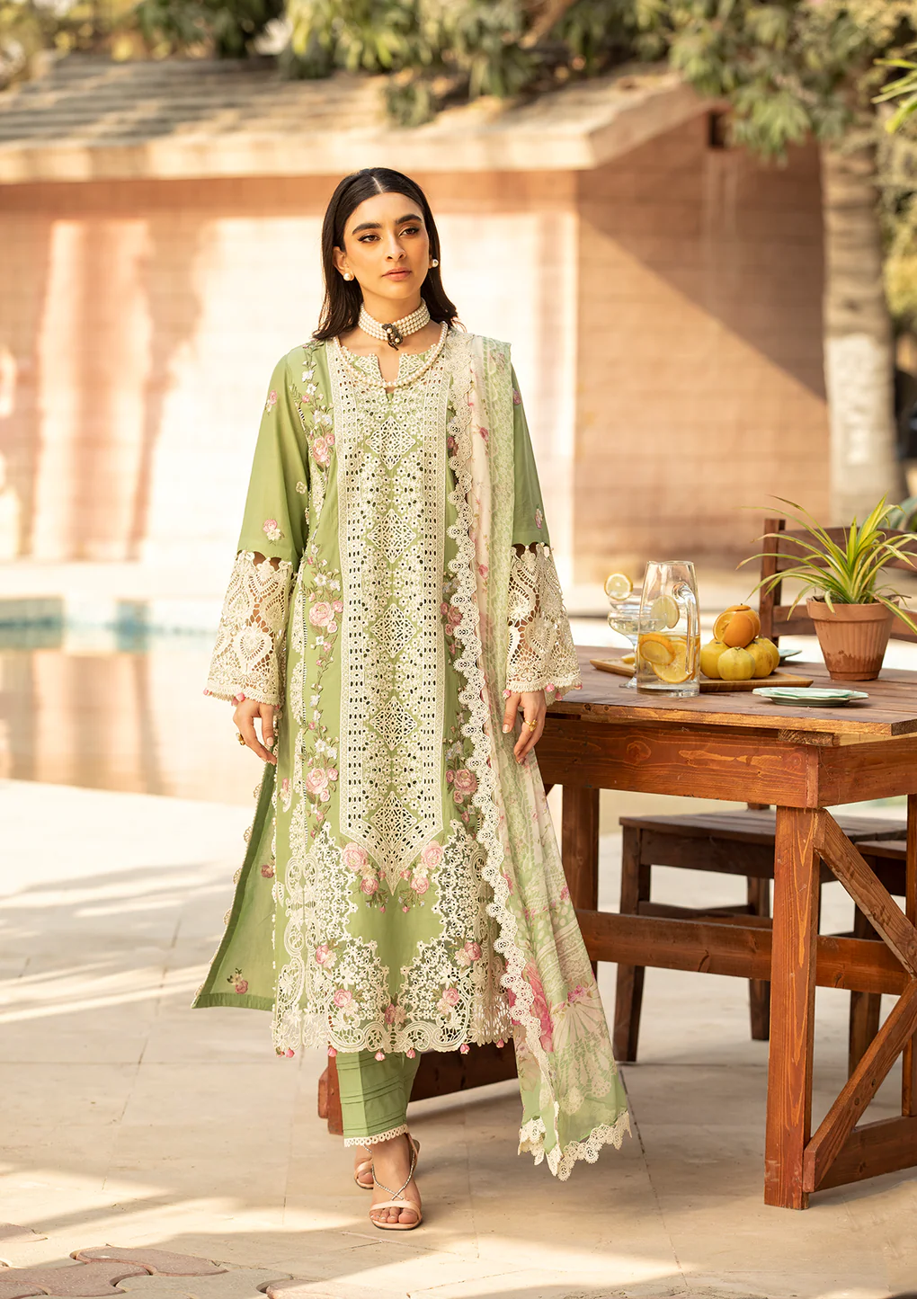 Pakistani Luxury Lawn 2025 Suit Unstitched 3 Piece ELM-08 FIZZAH - Formal Collection | Latest Pakistani Punjabi Suits Salwar Suits Designers Wear.