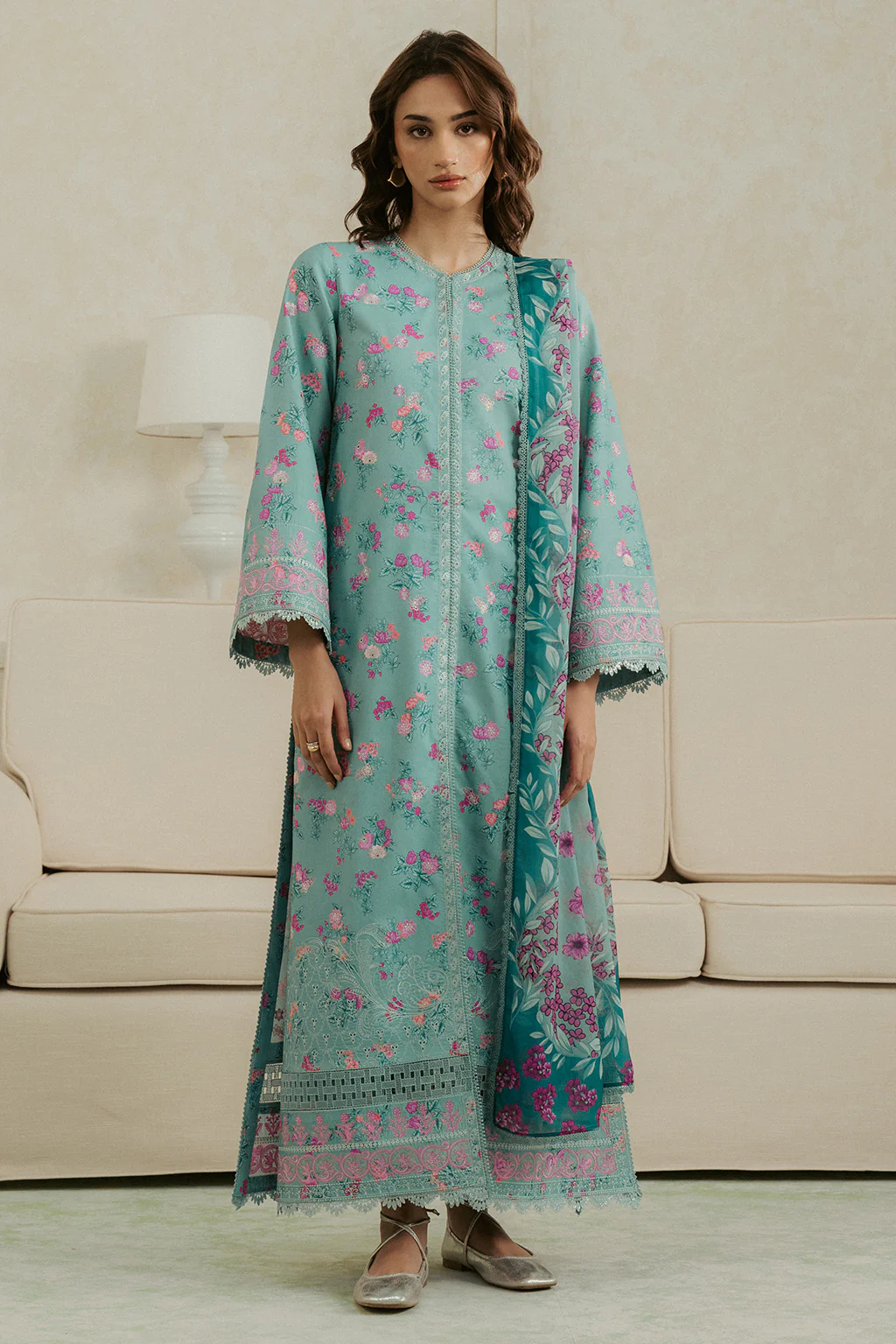 Pakistani Embroidered Suit Unstitched 3 Piece GLEAM - Formal Collection | Latest Pakistani Punjabi Suits Salwar Kameez Designer wear.