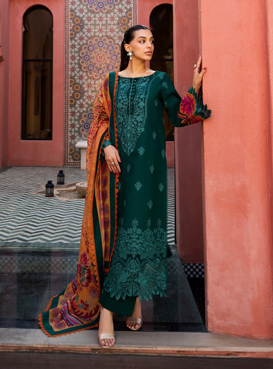 Pakistani Embroidered Chikankari Lawn Unstitched 3Pc Suit Sia - 11B-ZAI-81 | Latest Pakistani Salwar Kameez Punjabi Suit Designer Wear