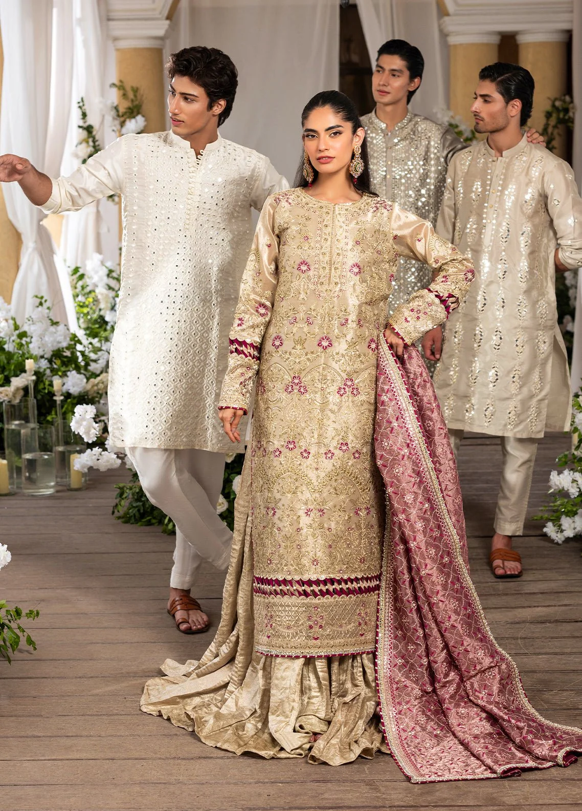 Pakistani Embroidered Lama Tissue 3 Piece CT 29005 Gold Love- Haye Dil Sg-05 | Latest Pakistani Salwar Kameez Design | Punjabi Suit Designer Wear