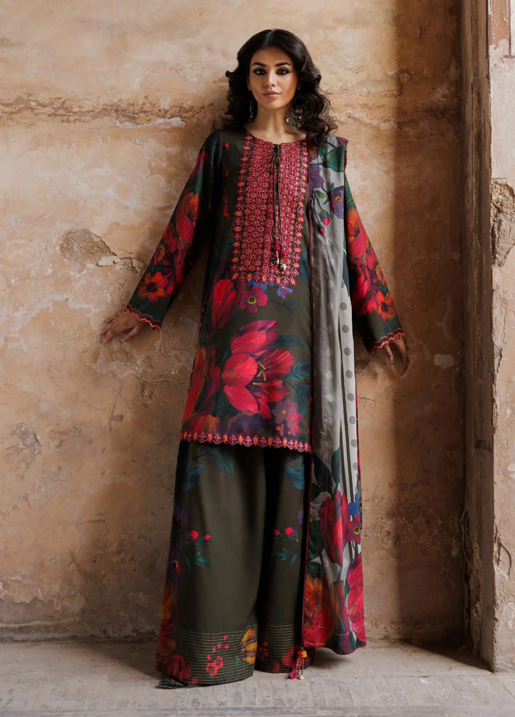 Pakistani 3-PC Unstitched Embroidered Linen Collection CCW6-18 -Cha-115 || Suit Latest Pakistani Punjabi Suits Salwar Kameez Designer wear.