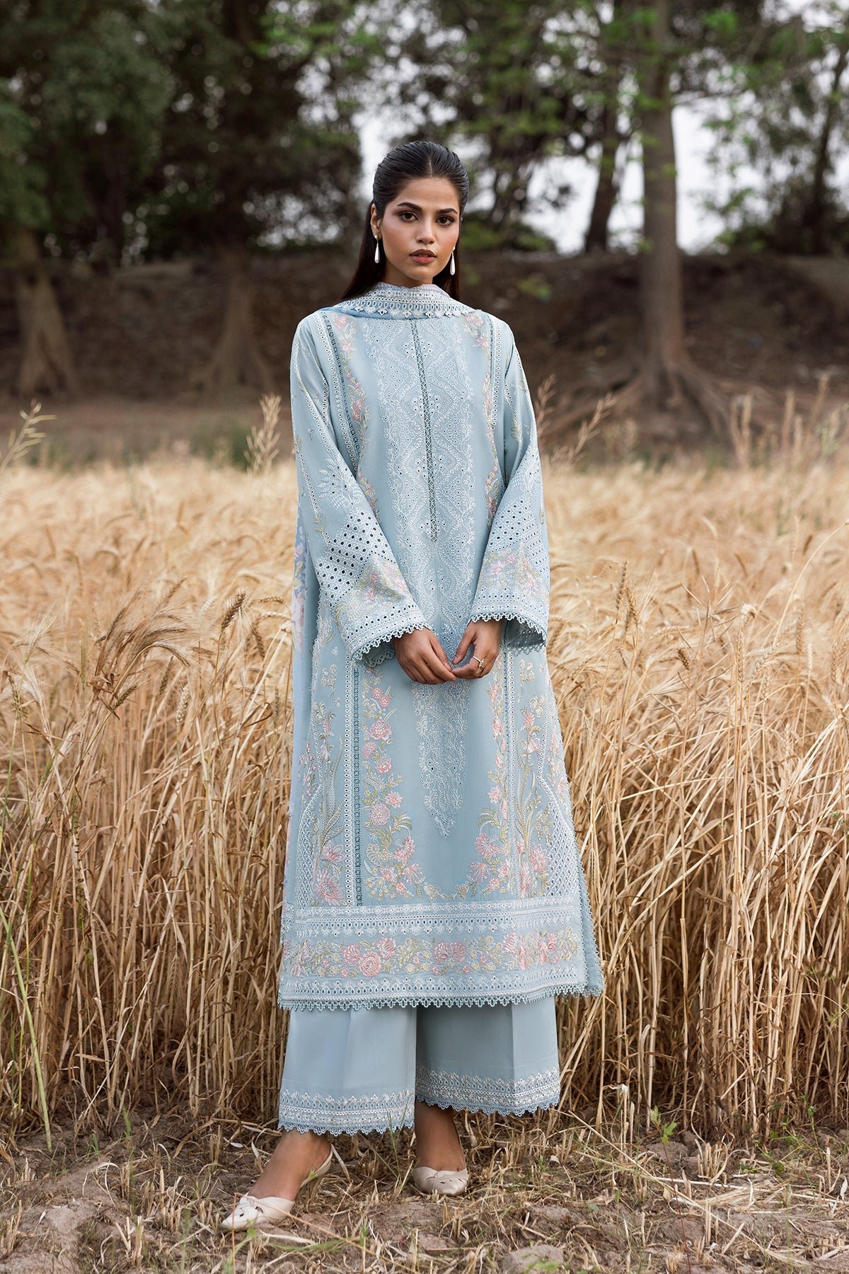 Pakistani Embroidered Lawn Suit Unstitched Sukoon Zeh-106 | Latest Pakistani Punjabi Suits Salwar Kameez Designer Wear.