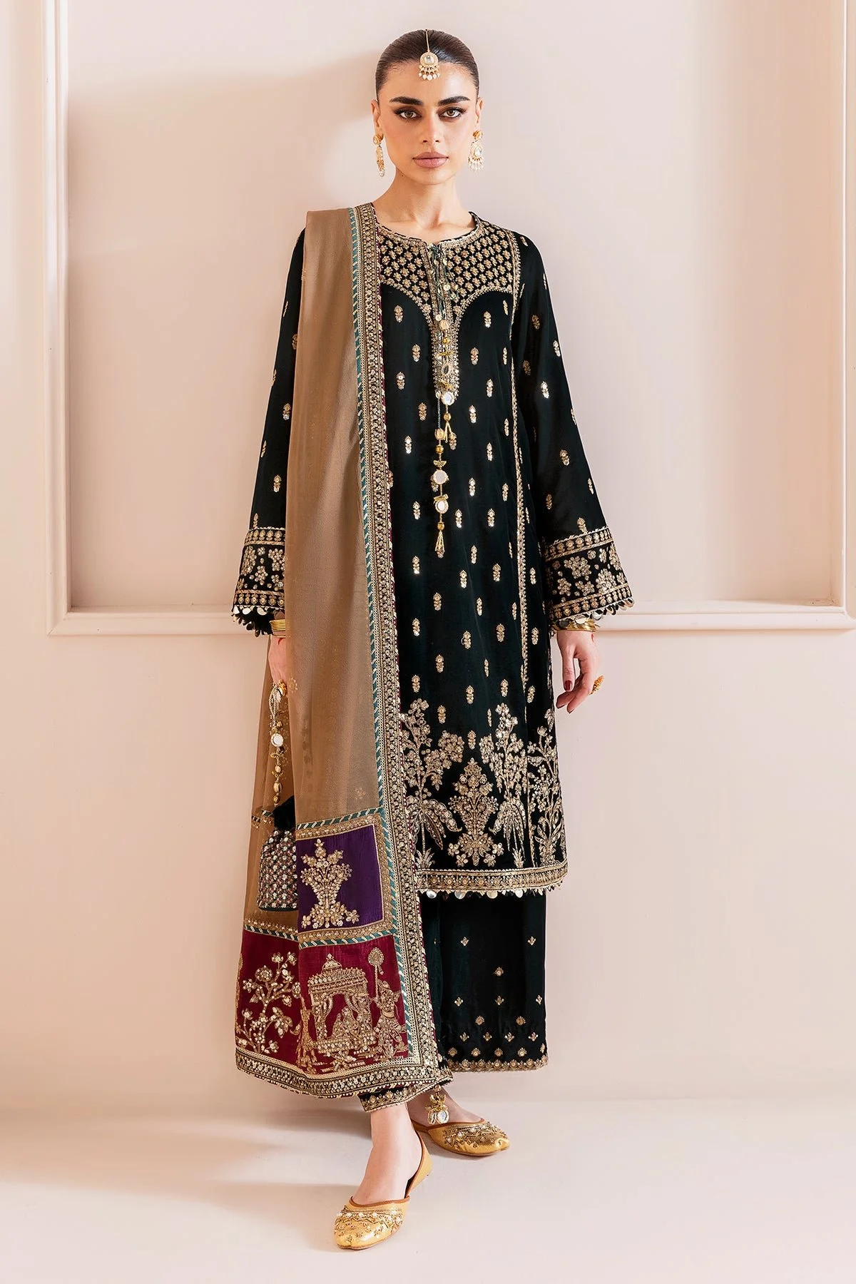 Pakistani 3 Pieces Embroidered Velvet Formal CVF D-01-Jaz-86 | Latest Pakistani Salwar Kameez Punjabi Suit Designer Wear