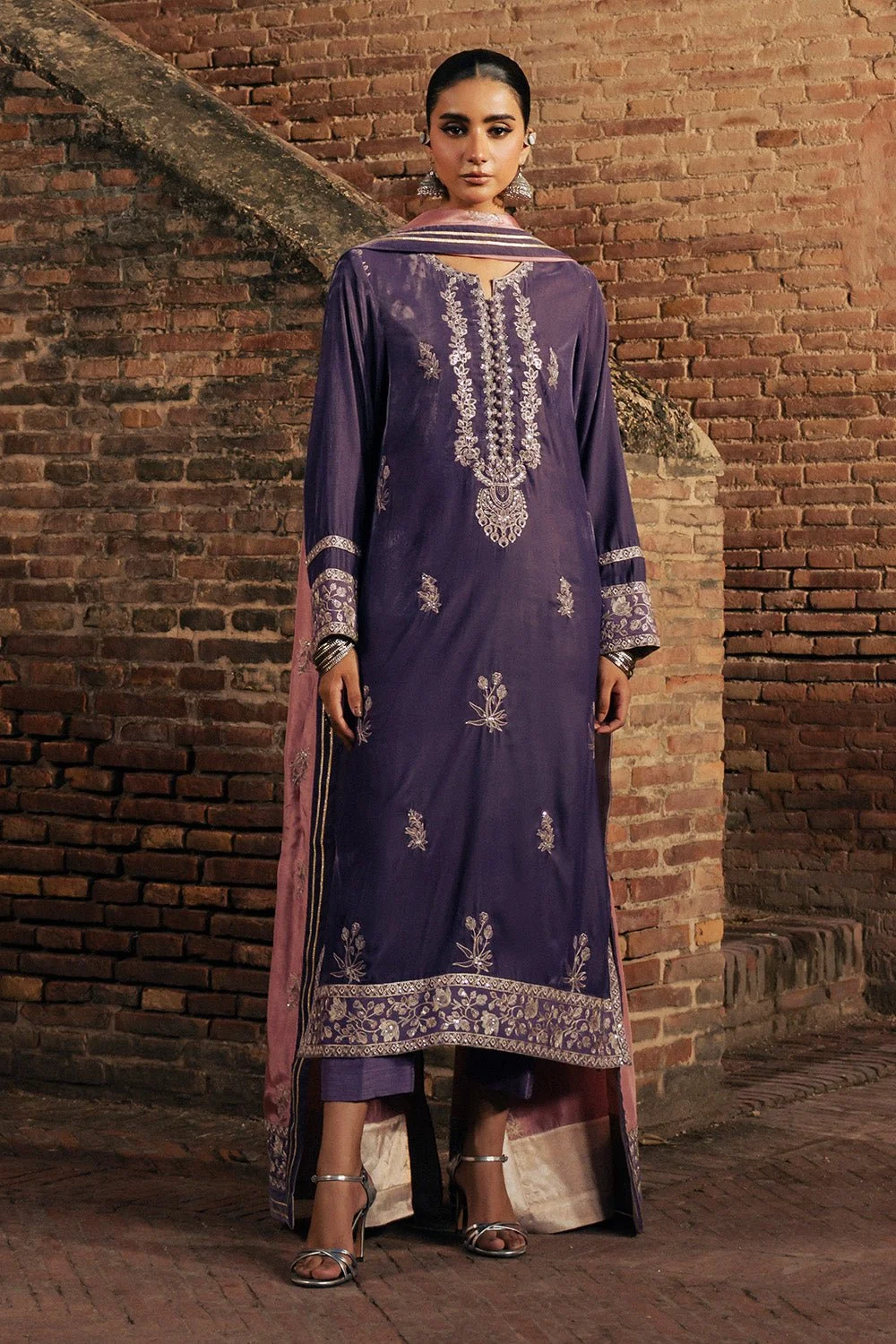 Pakistani Micro Velvet 3 piece Suit Stitched MAËLLE - MSS5606 - Ria-95 | Latest Pakistani Punjabi Suits Designer Wear