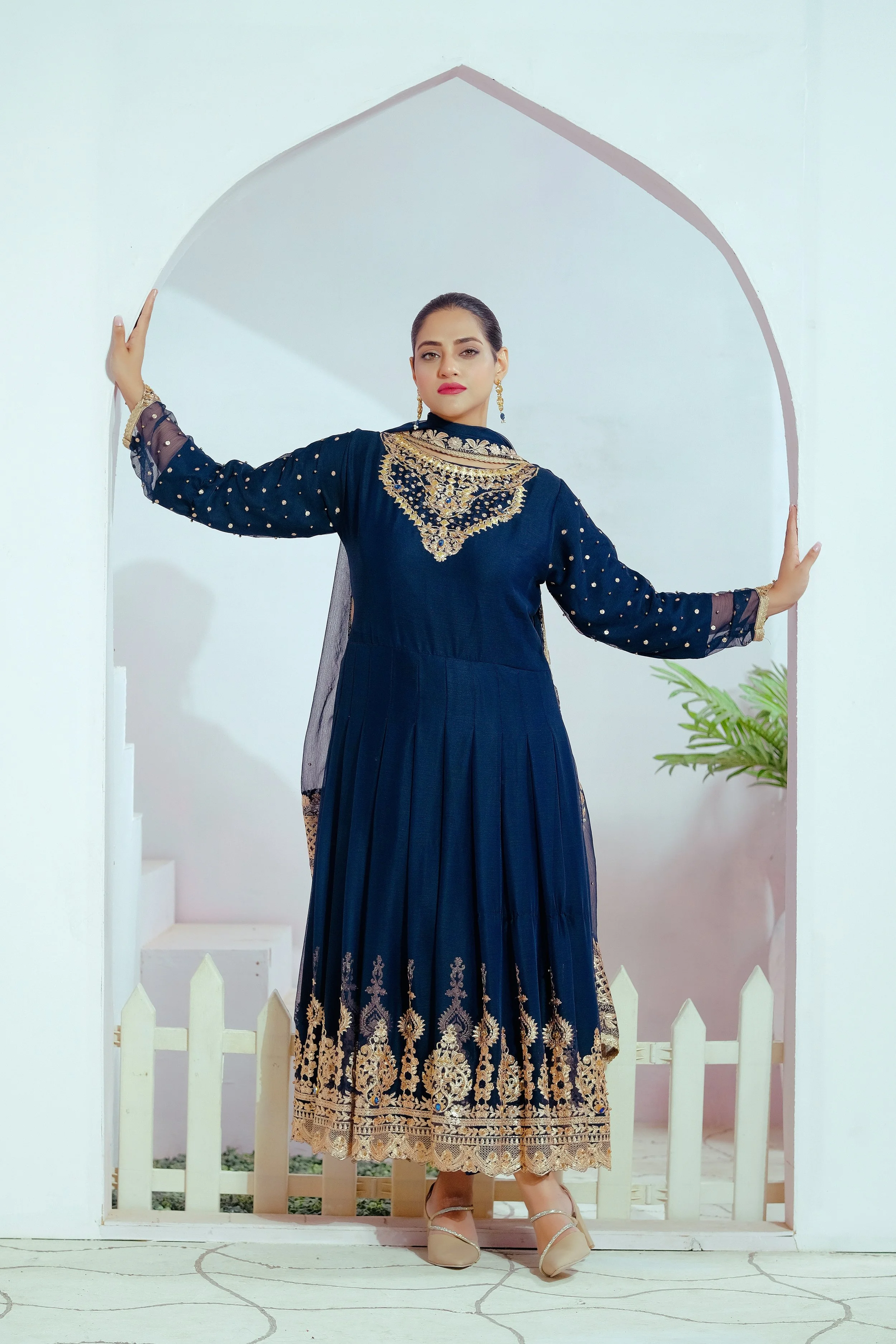 Pakistani Embroidered Chiffon Foil Stitched 3pc Suit FSJA8353 | Latest Pakistani Design Salwar Kameez | Punjabi Suit Designer Wear