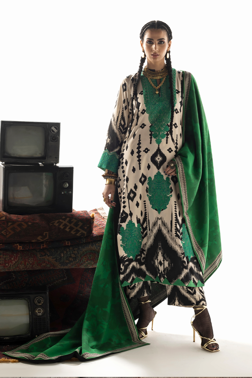 Pakistani Embroidered Marina Twill 3Pc Suit - Novaya - D7 - Zai-94 | Latest Pakistani Salwar Kameez Punjabi Suit Designer Wear.