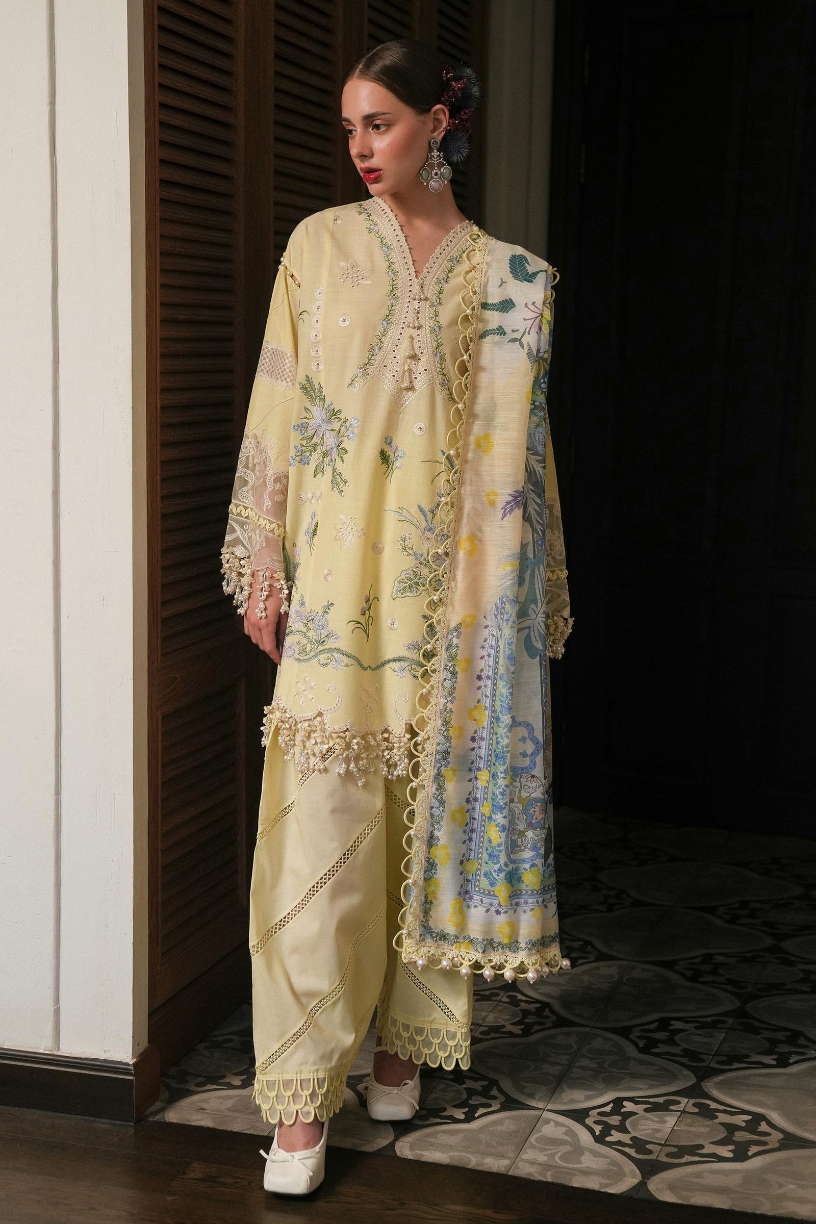 Pakistani Unstitched Lawn 3 Piece Suit L251-010A-3DI-San-73 - Luxury Collection | Latest Pakistani Design Salwar Kameez Punjabi Suits Designers Wear.