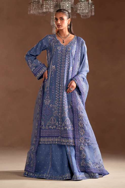 Pakistani Embroidered Korean Raw Silk Unstitched 3Pc Suit Lunelle-Ema-14 Latest Pakistani Punjabi Suits Salwar Kameez Designer Wear
