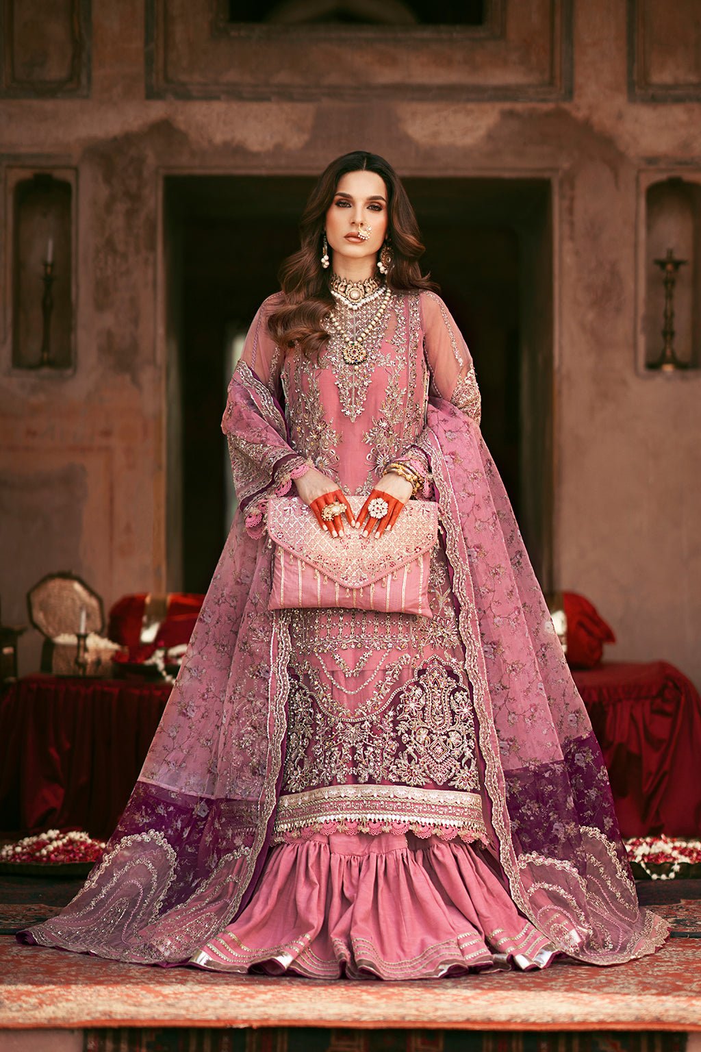 Pakistani Embroidered Organza Unstitched 3-piece Suit Fez_AJR-16 | Latest Pakistani Punjabi Suits Salwar Kameez Designer Wear