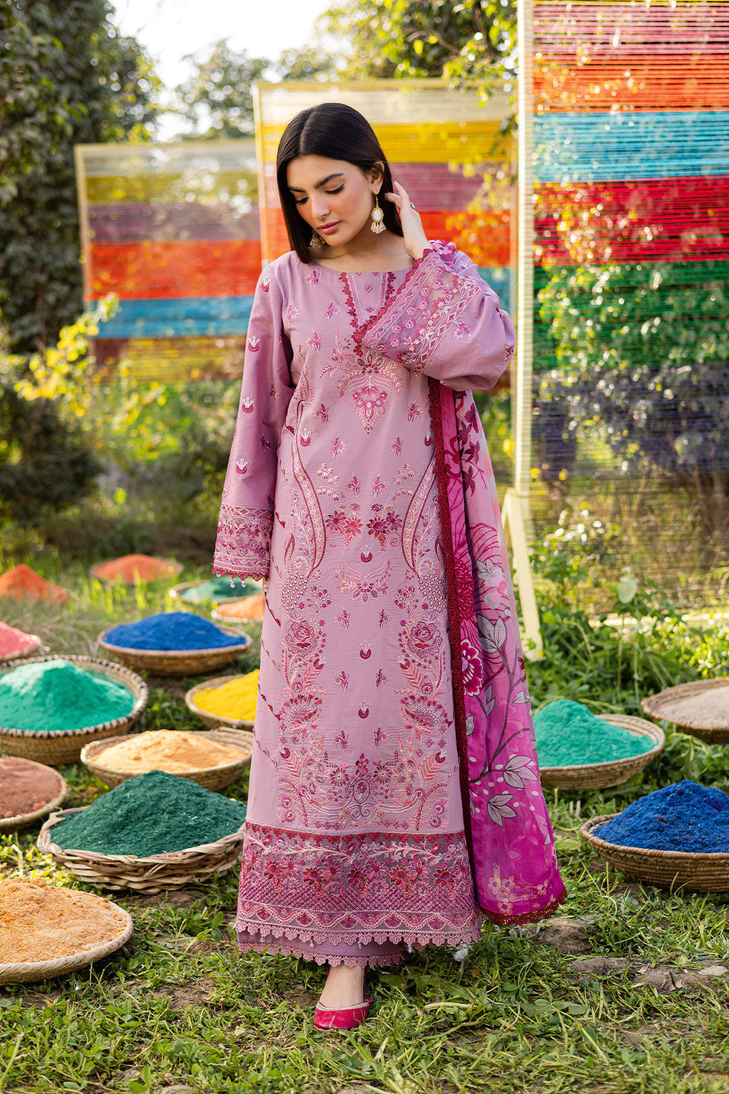 Pakistani Embroidered Lawn Unstitched 3 Piece Y-1209 | Latest Pakistani Salwar Kameez Punjabi Suit Designer Wear.