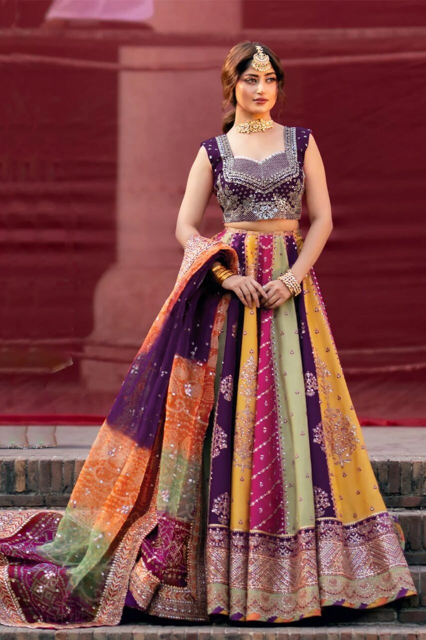 Pakistani Multicolor Bridal Collection Indian Raw Silk Replica- Pak-27 || Latest Pakistani Salwar Kameez & Punjabi Suit Designer Wear