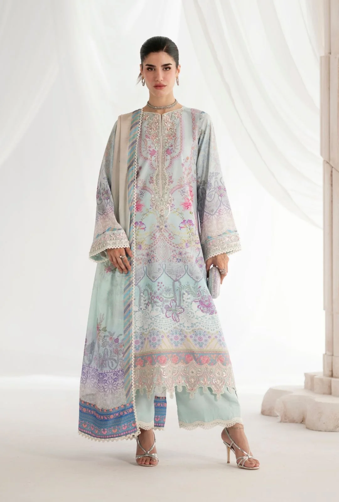 Pakistani Embroidered Unstitched 3-piece Silk Suit AURINA_AJR-50 | Latest Pakistani Punjabi Suits Salwar Kameez Designer Wear.