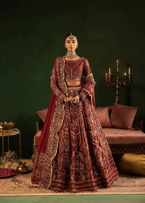 Pakistani Embroidered 3 Piece Suit FAYRA - WC-2-08 - MAROON - | Latest Pakistani Punjabi Suit Salwar Kameez Designer Wear.